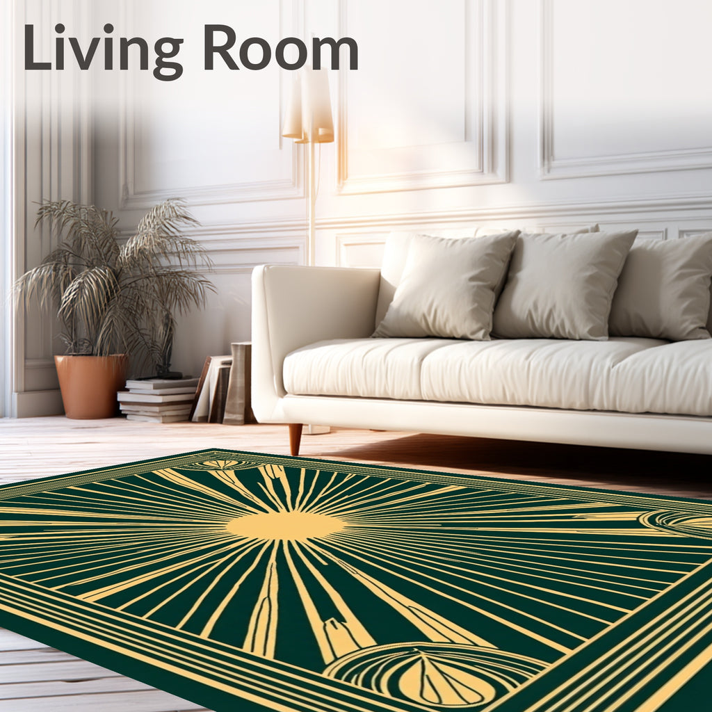 Radiant Sunburst Geometric Pattern Rug