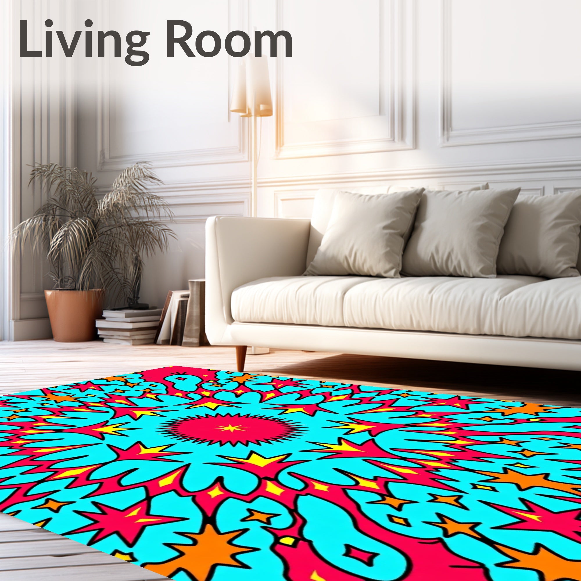 Vibrant Starburst Kaleidoscope Rug