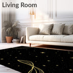 Golden Starry Night Whirls Rug