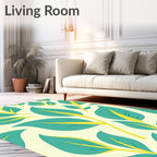 Teal Leaf Pattern Design Rug