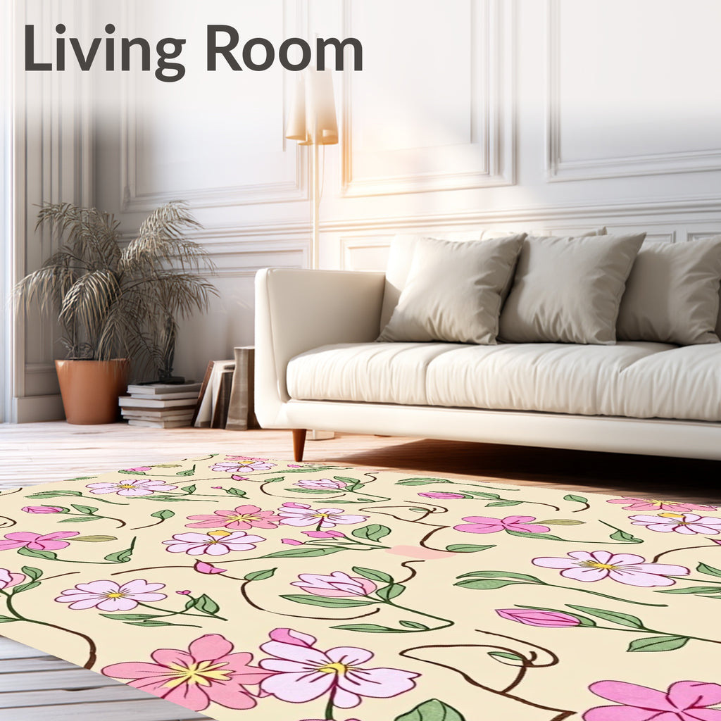 Delicate Floral Vine Pattern Rug