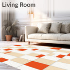 Orange Neutral Geometric Blocks Rug