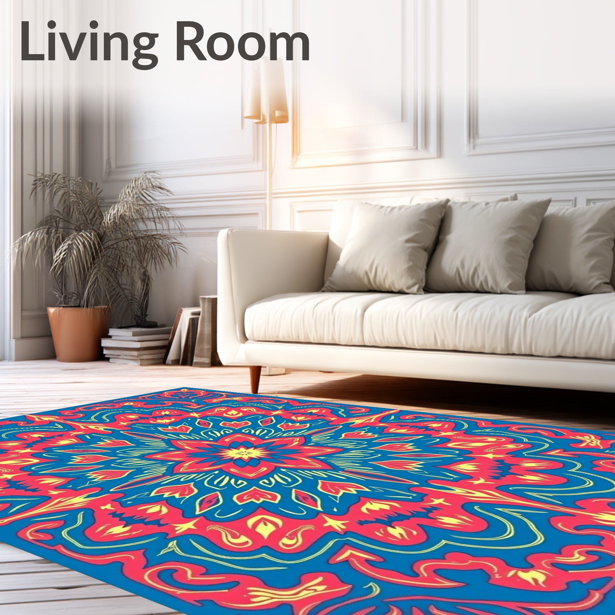 Vibrant Floral Mandala Inspired Pattern Rug