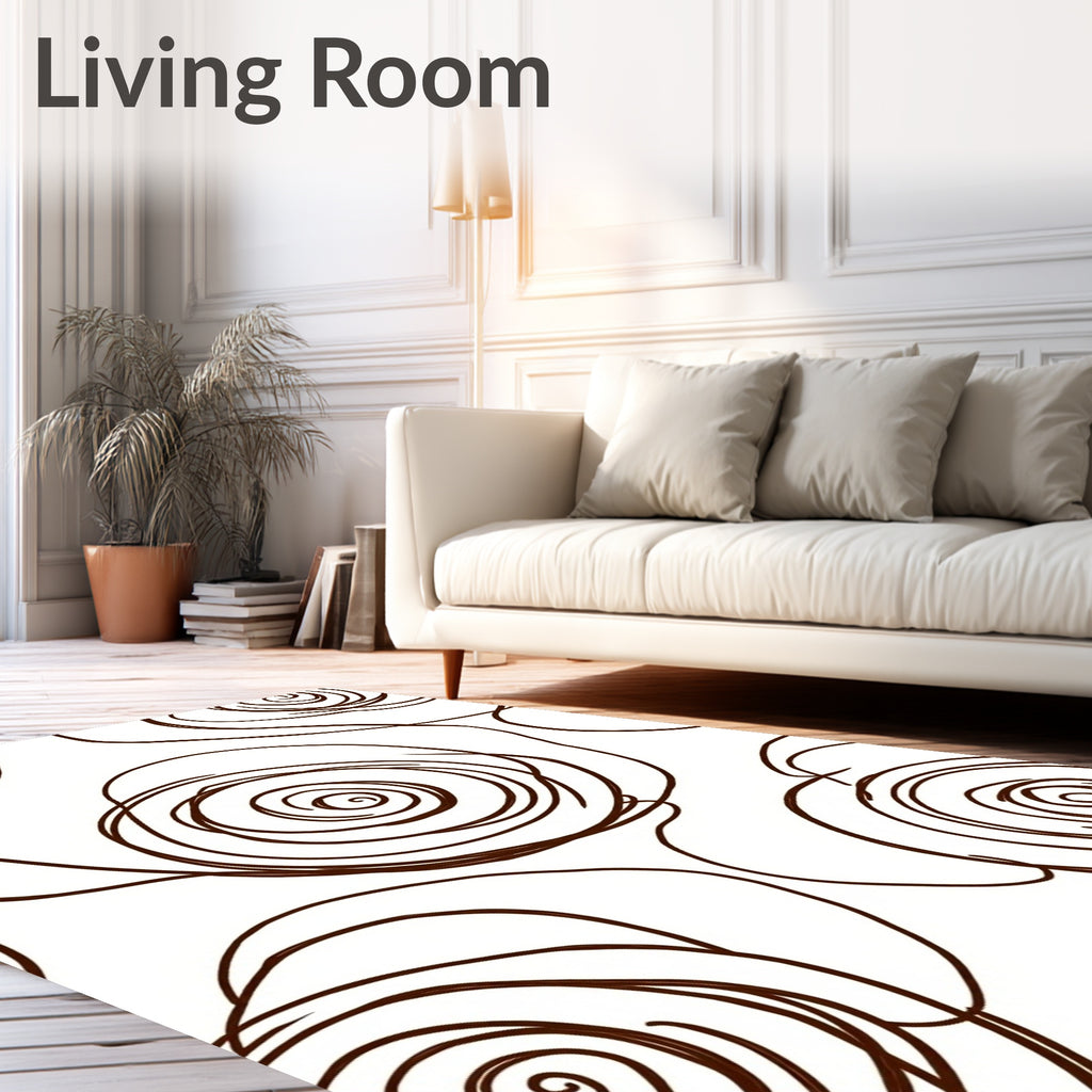 Brown Swirl Floral Abstract Lines Rug