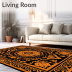Mandala Inspired Intricate Orange Design Rug