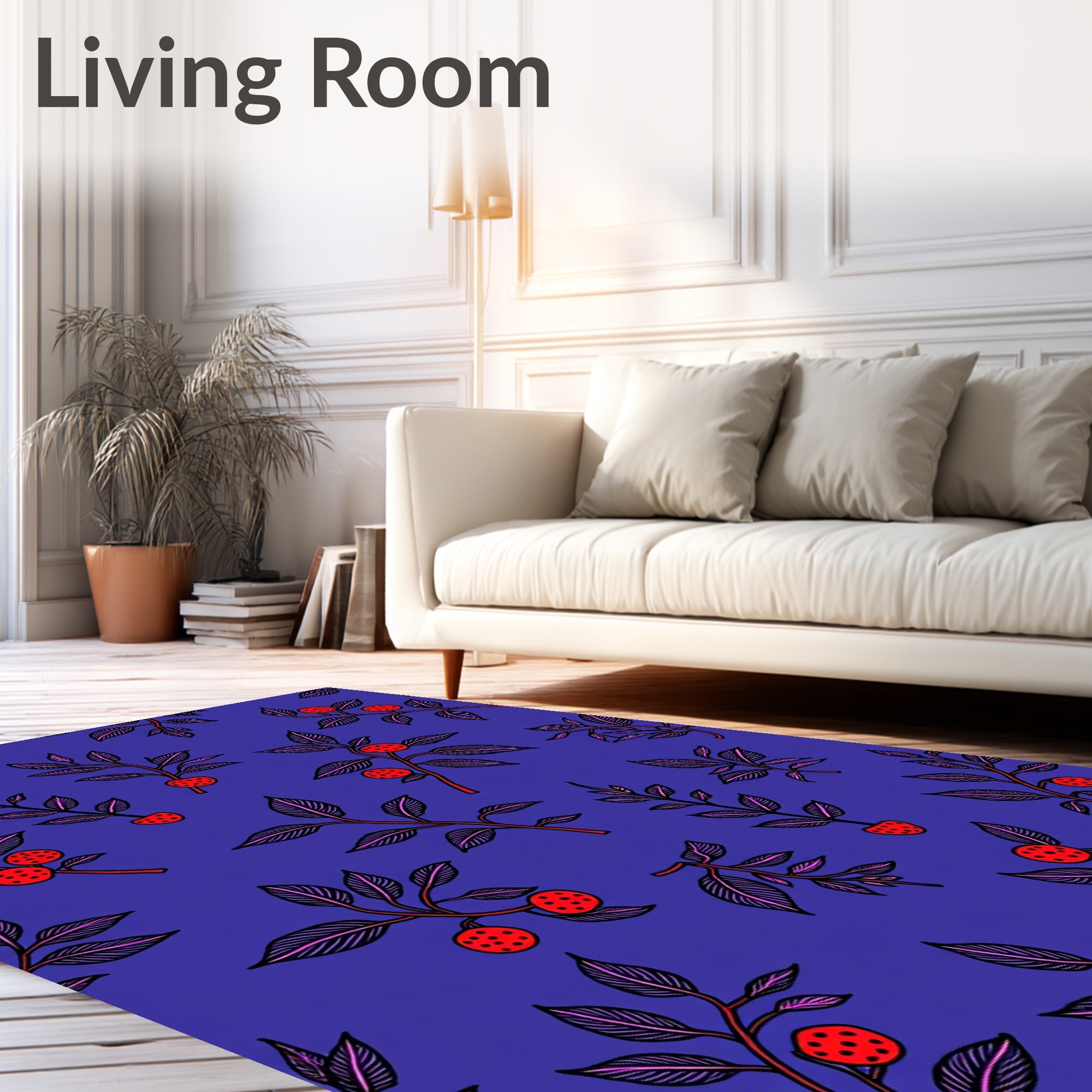 Botanical Branch Berry Motif Rug