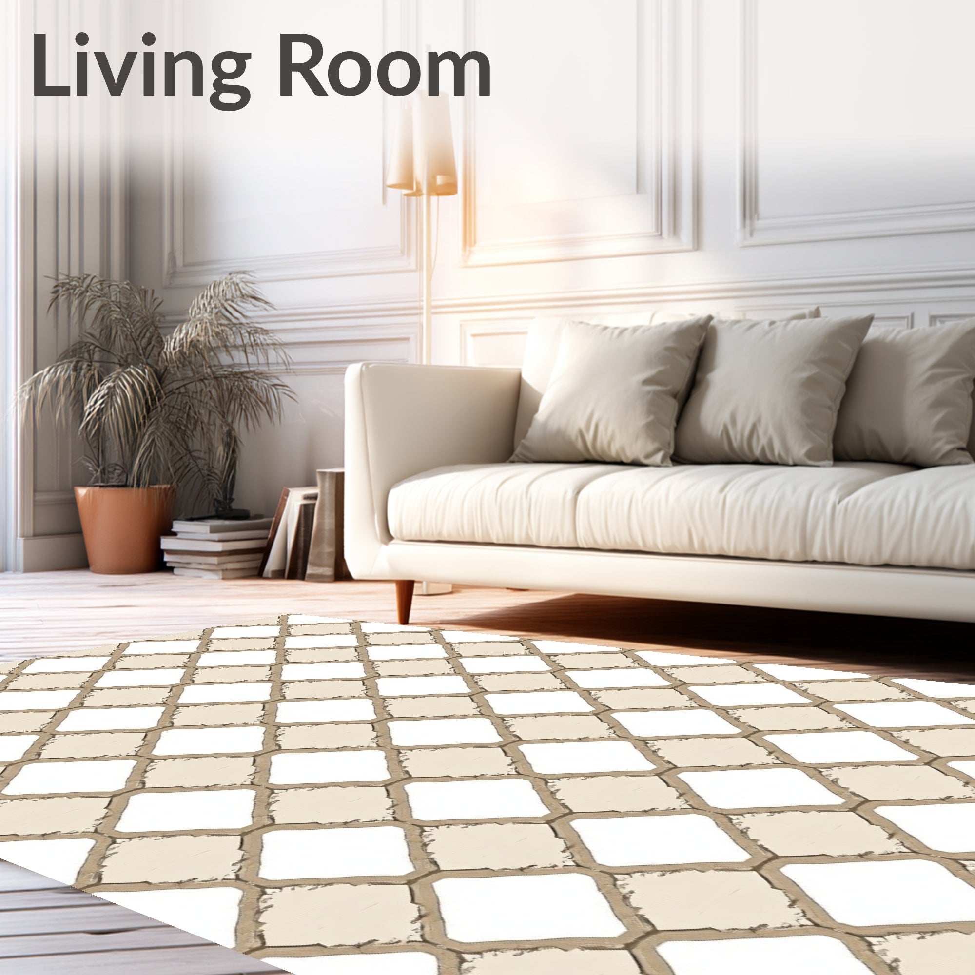 Neutral Tonal Diamond Lattice Rug