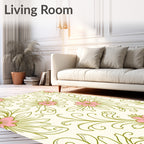 Pink Floral Swirls Pattern Rug