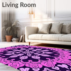 Mandala Pink Floral Symmetric Design Rug