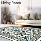 Elegant Floral Scroll Work Design Rug