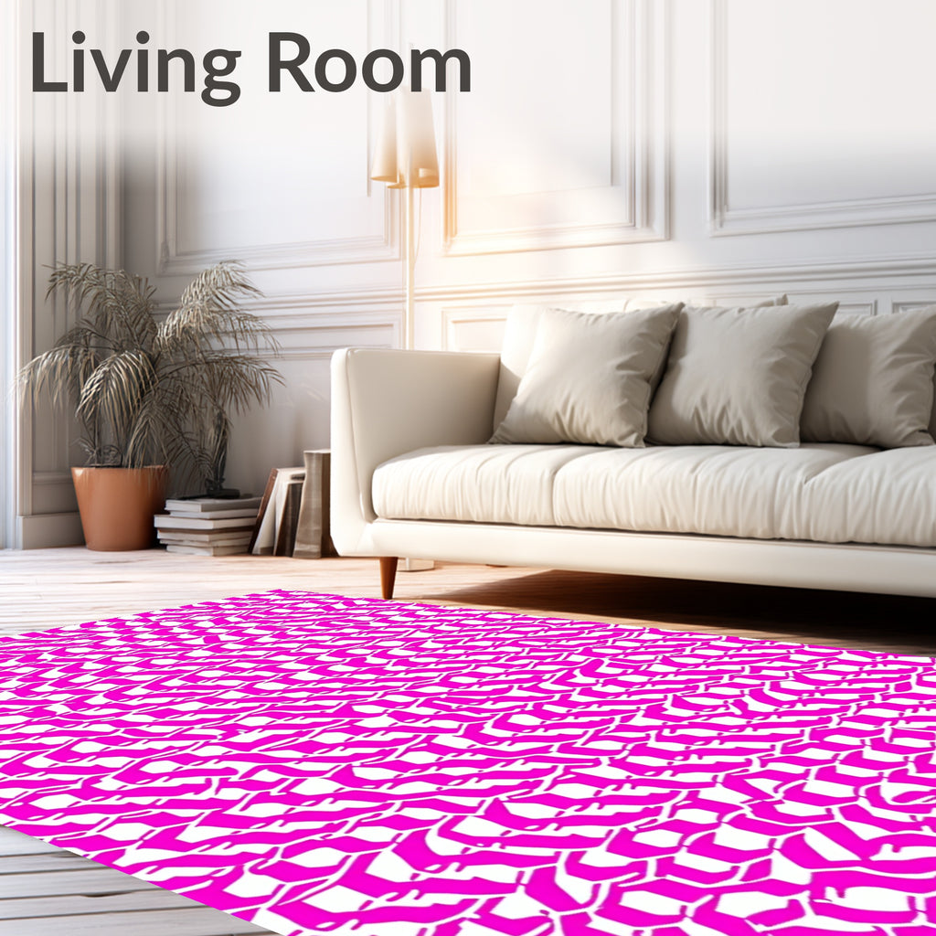 Pink Wavy Abstract Pattern Rug