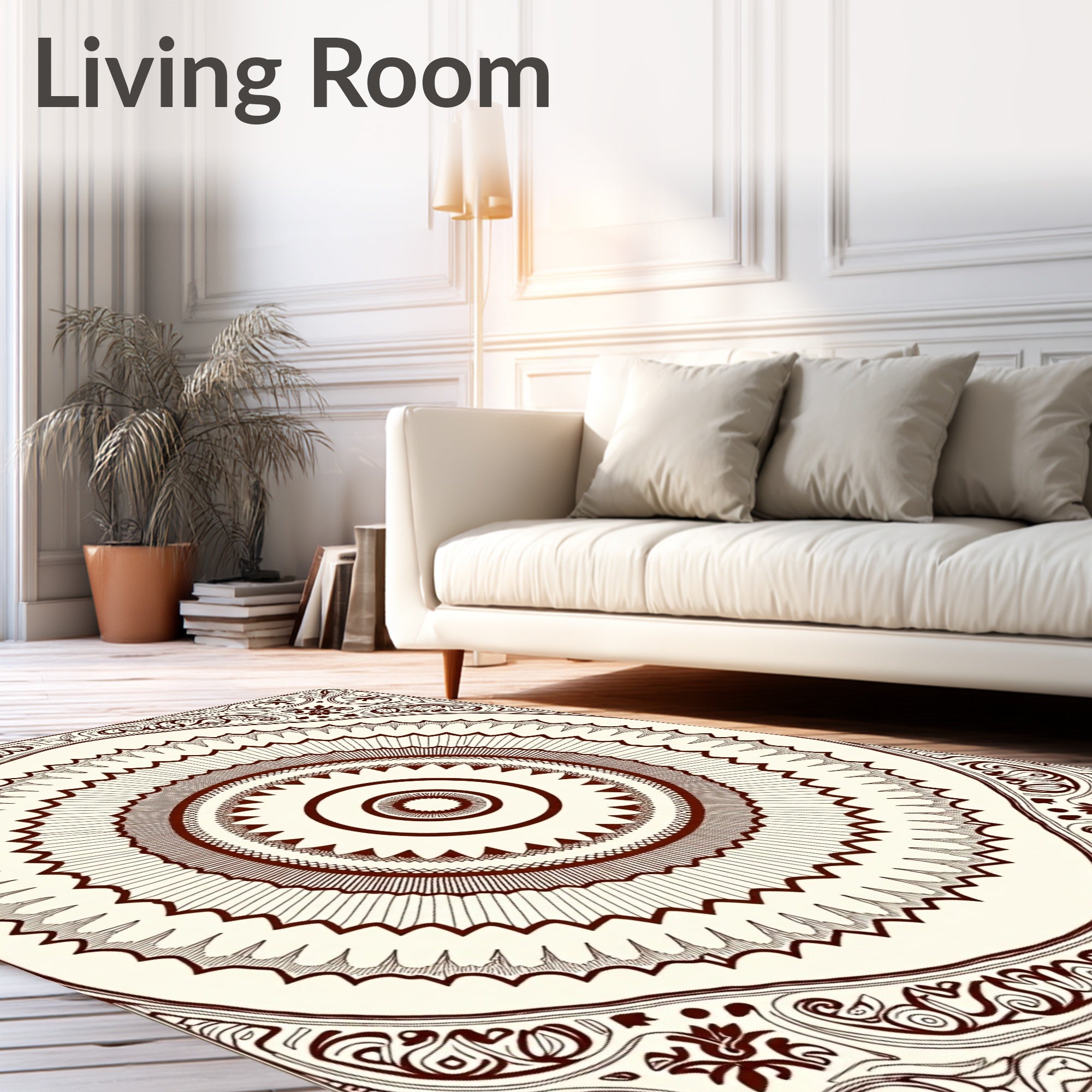 Circular Intricate Paisley Pattern Rug
