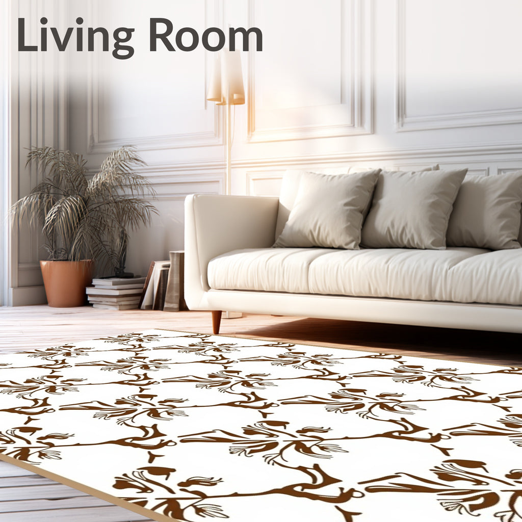 Brown Branch and Bud Pattern Rug
