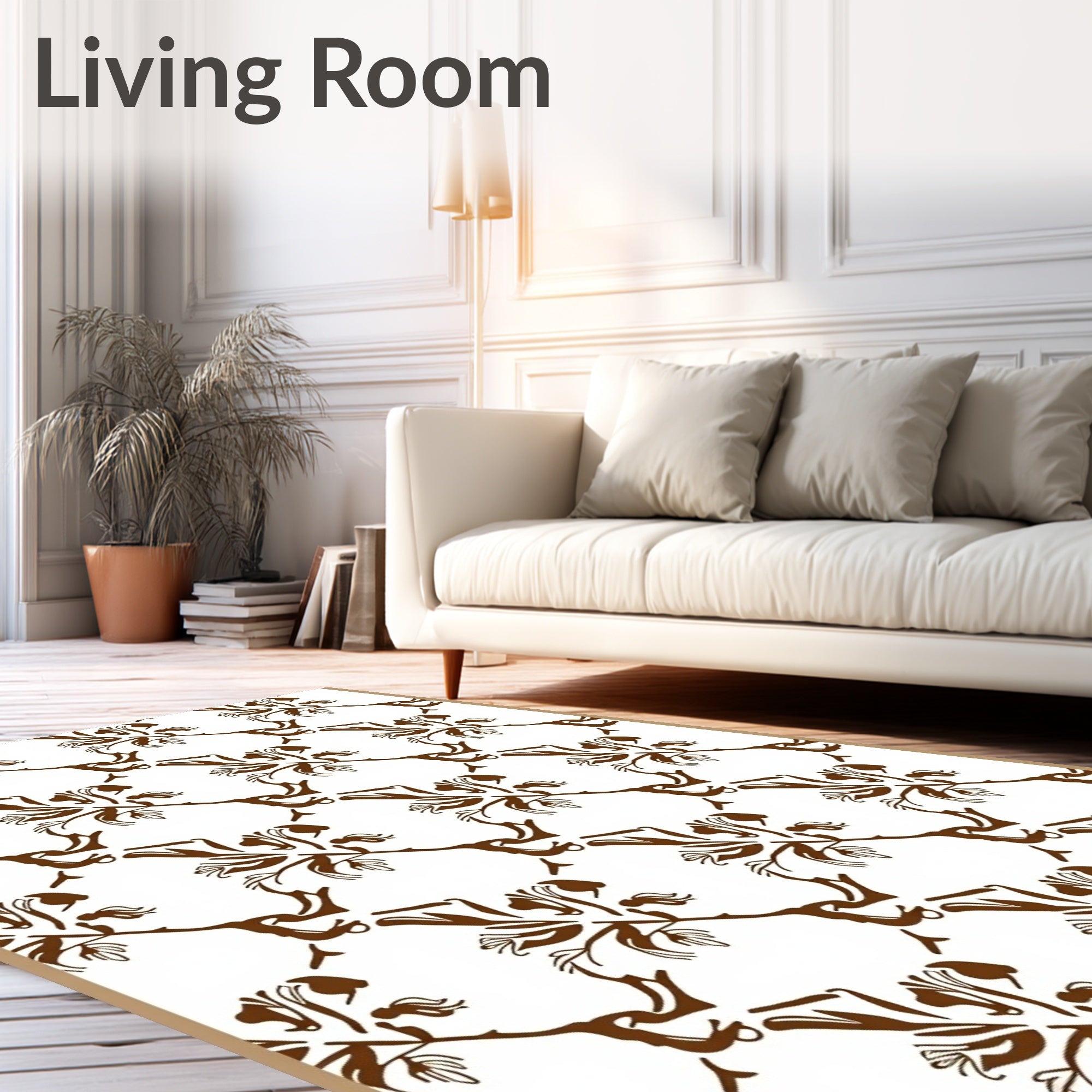 Brown Branch and Bud Pattern Rug