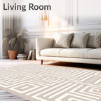 Taupe Abstract Geometric Maze Rug