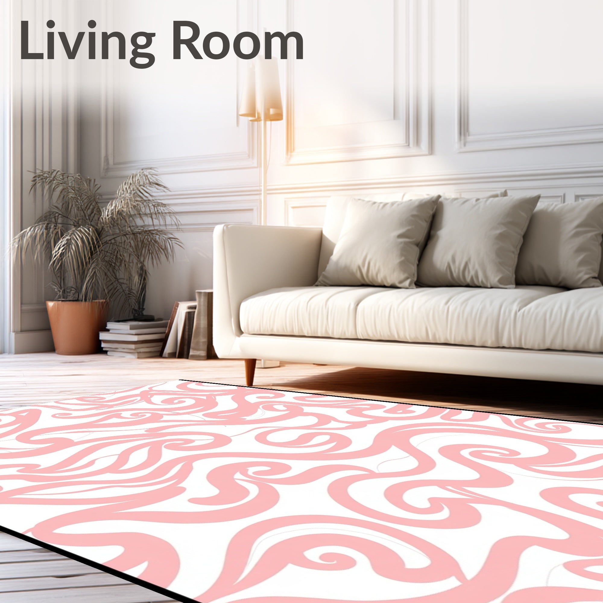 Pink Swirling Organic Modern Pattern Rug