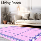 Pink Grid Geometric Pattern Rug