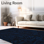 Navy Abstract Line Art Rug