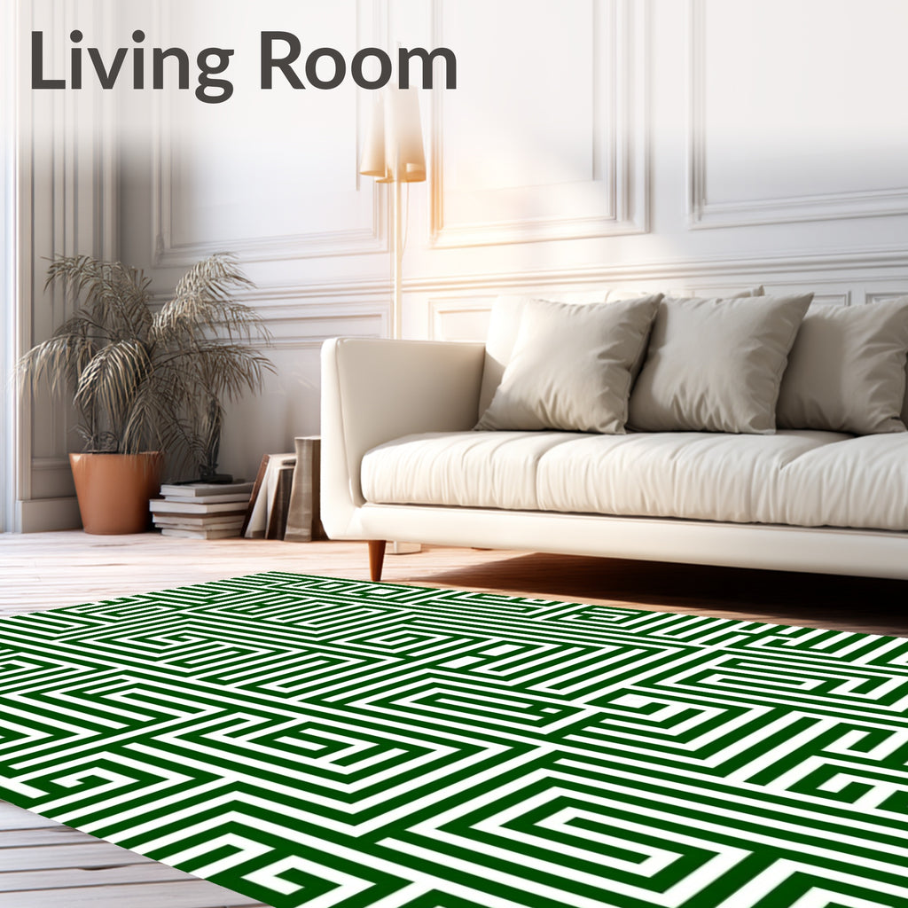 Green Maze Patterned Rug
