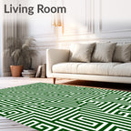 Green Maze Patterned Rug