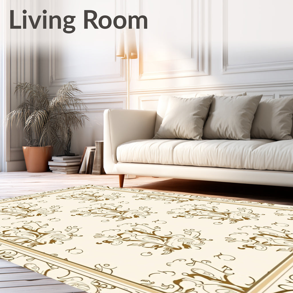 Vintage Floral Scroll Pattern Rug