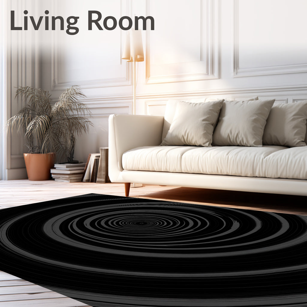 Dark Spiral Abstract Design Rug