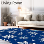 Deep Blue Snowflake Winter Art Rug