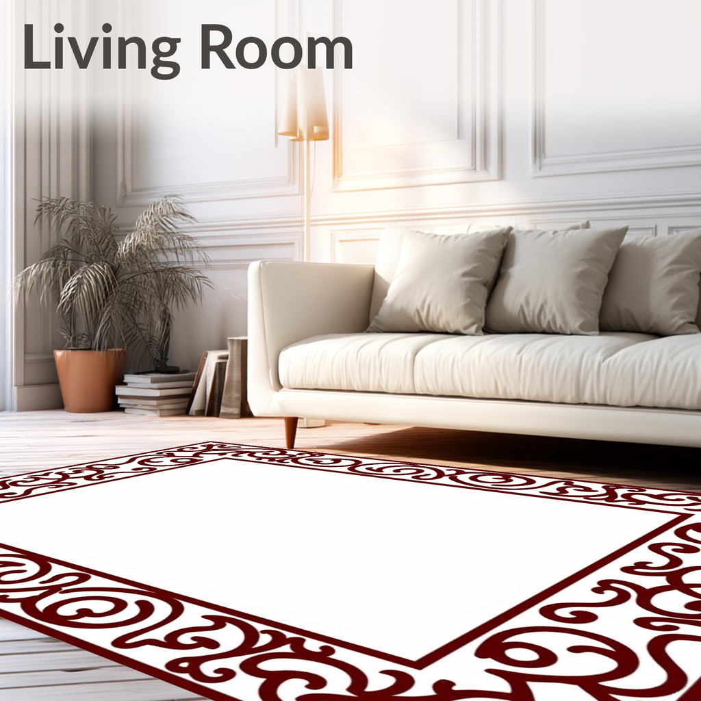 Ornate Scrolling Vine Border Design Rug