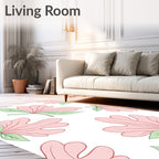 Pink Green Floral Pattern Rug