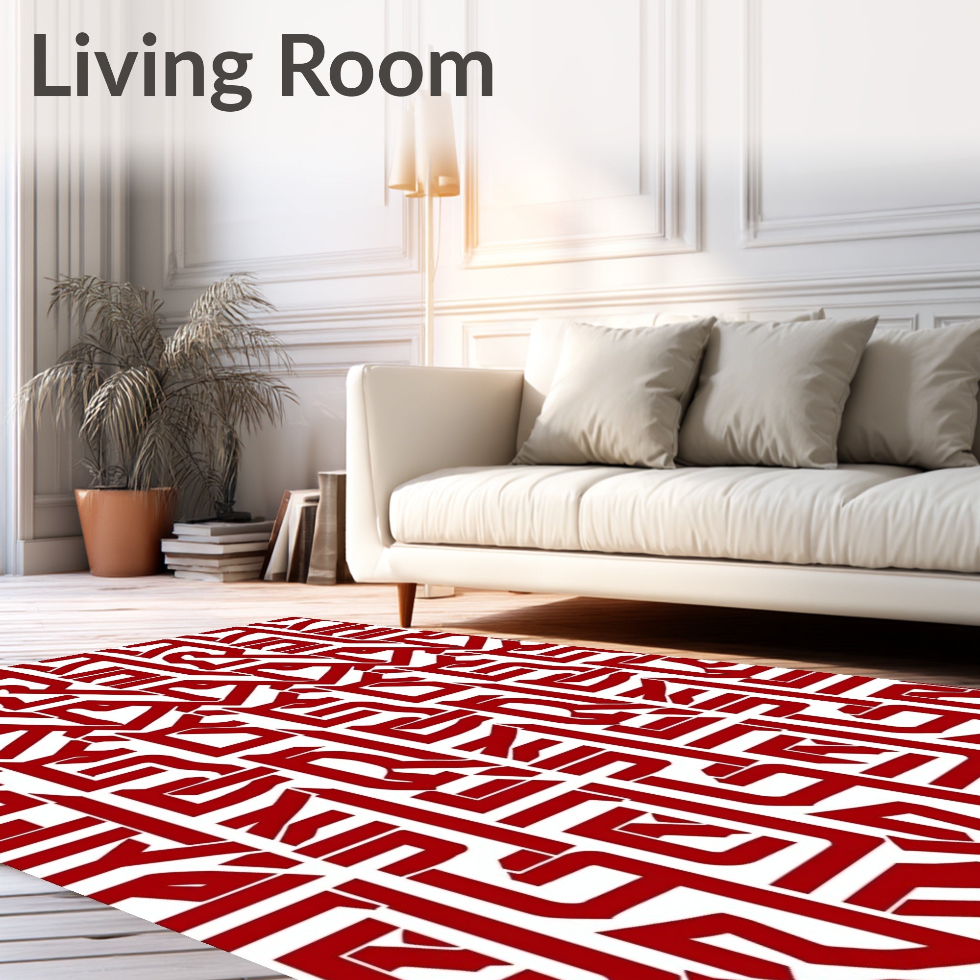 Red Abstract Geometric Pattern Rug