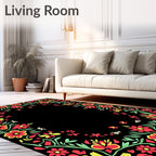 Vibrant Floral Border Design Rug
