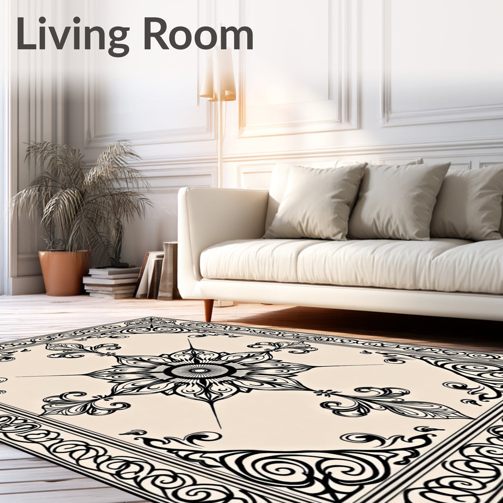 Vintage Floral Scroll Medallion Design Rug