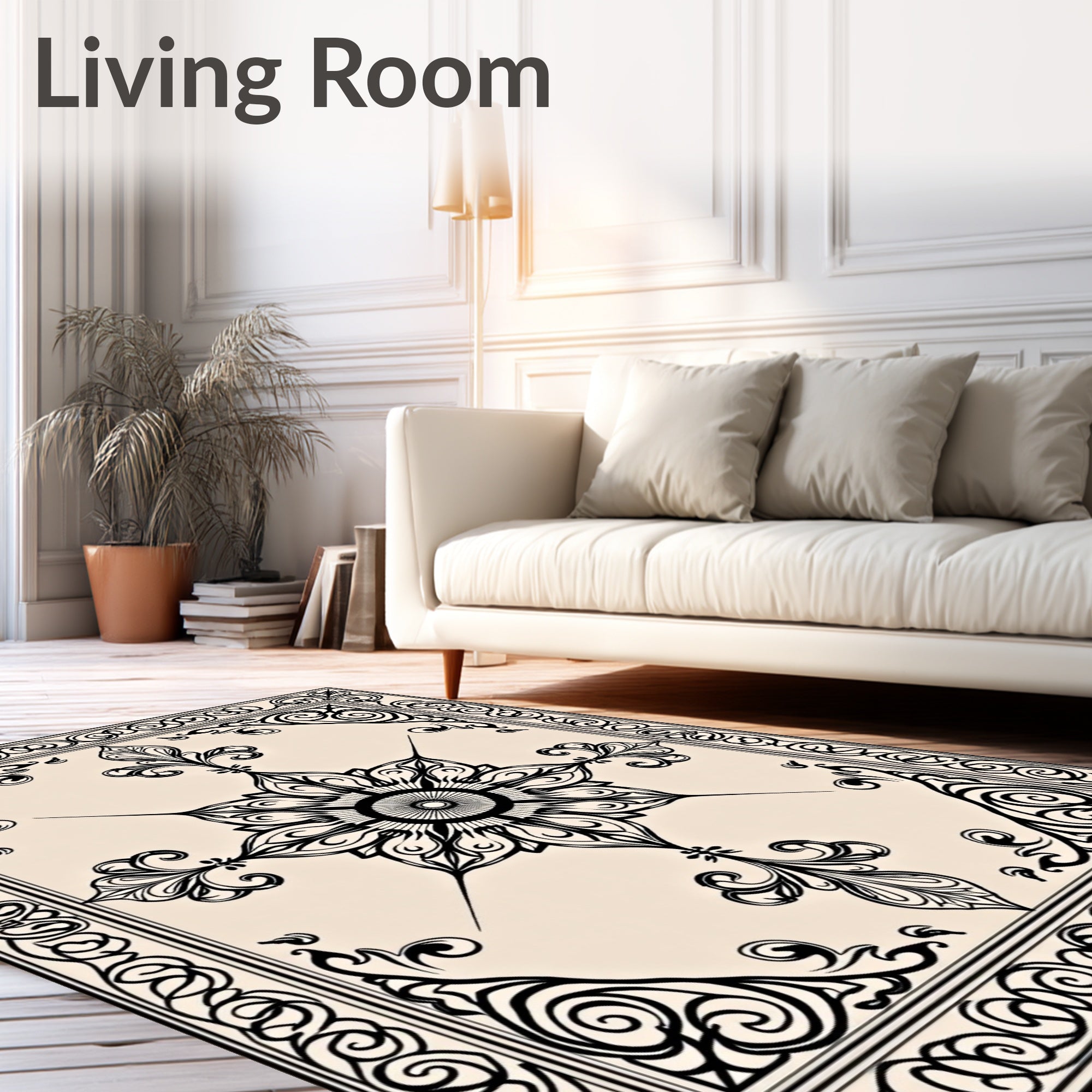 Vintage Floral Scroll Medallion Design Rug