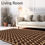 Brown Beige Geometric Pattern Rug