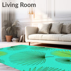 Tropical Palm Leaf Pattern Rug