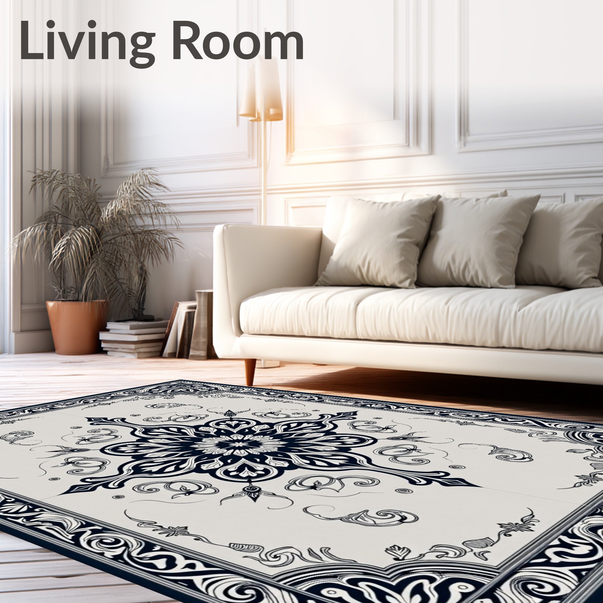 Ornate Floral Center Medallion Pattern Rug
