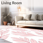 Pink Leafy Branch Pattern Rug