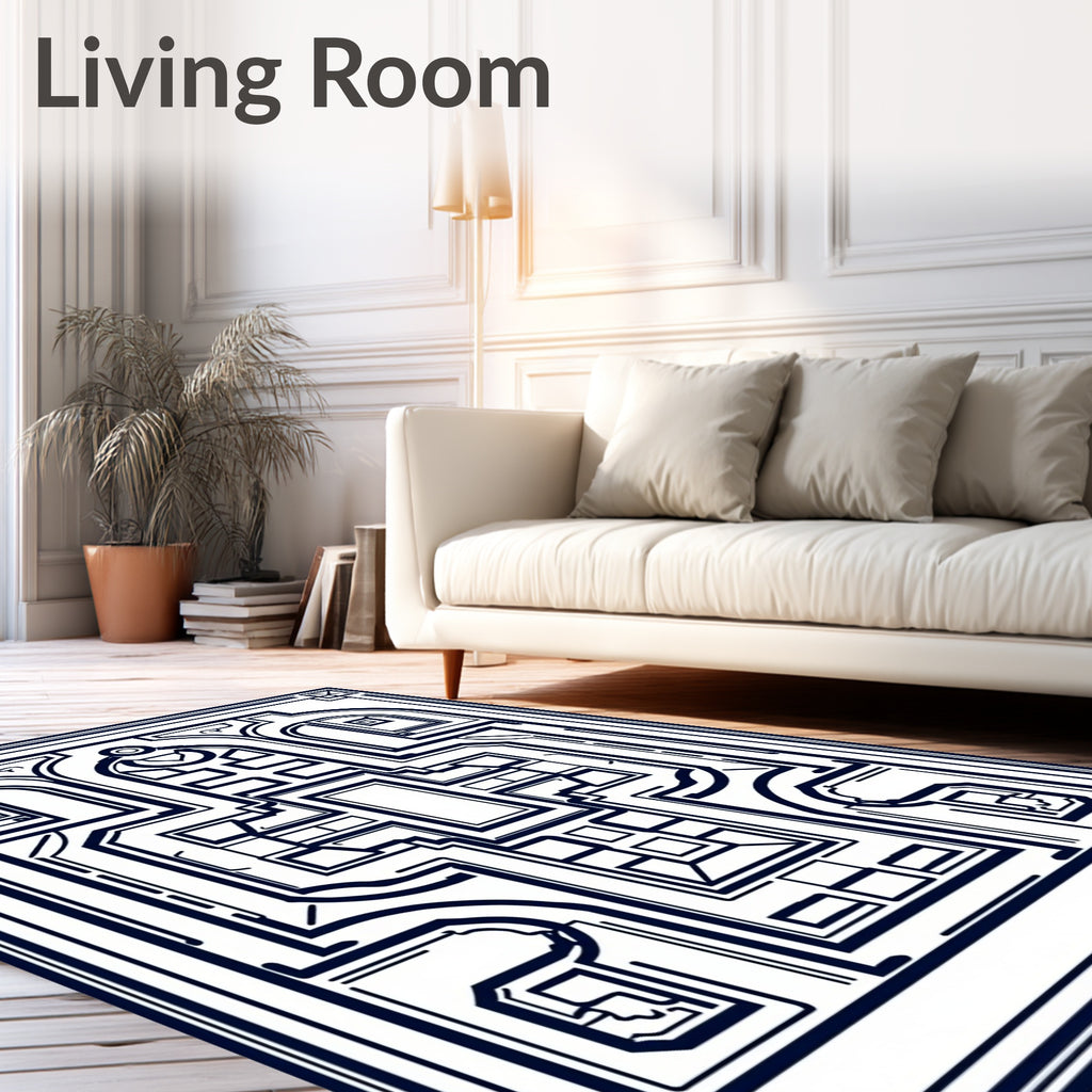 Monochromatic Geometric Garden Landscape Rug