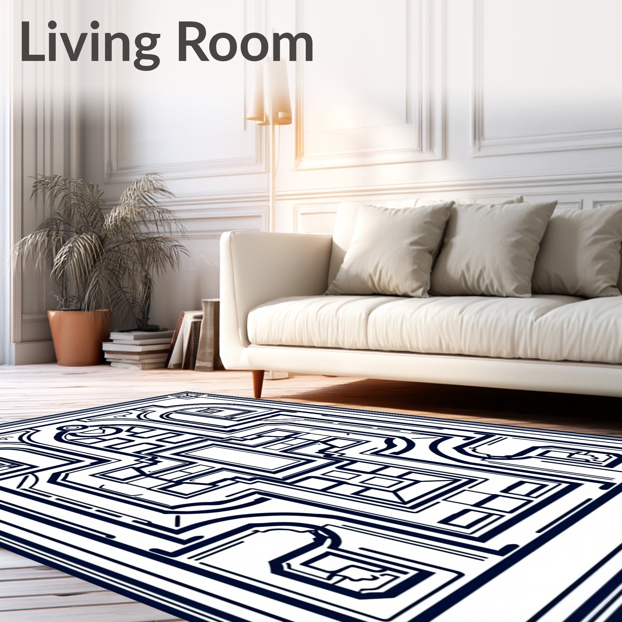 Monochromatic Geometric Garden Landscape Rug