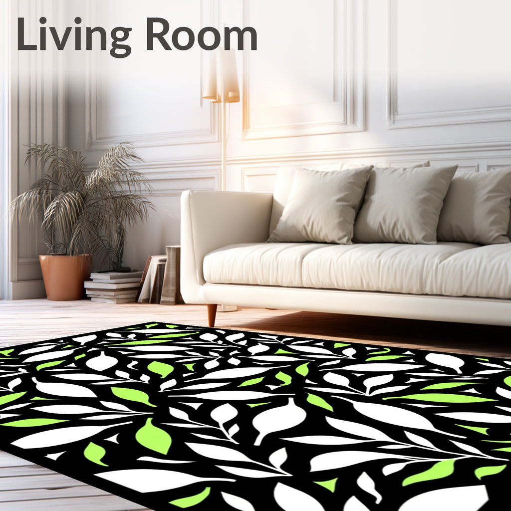 Modern Leaf Silhouette Pattern Rug