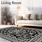 Classic Floral Scrollwork Square Pattern Rug