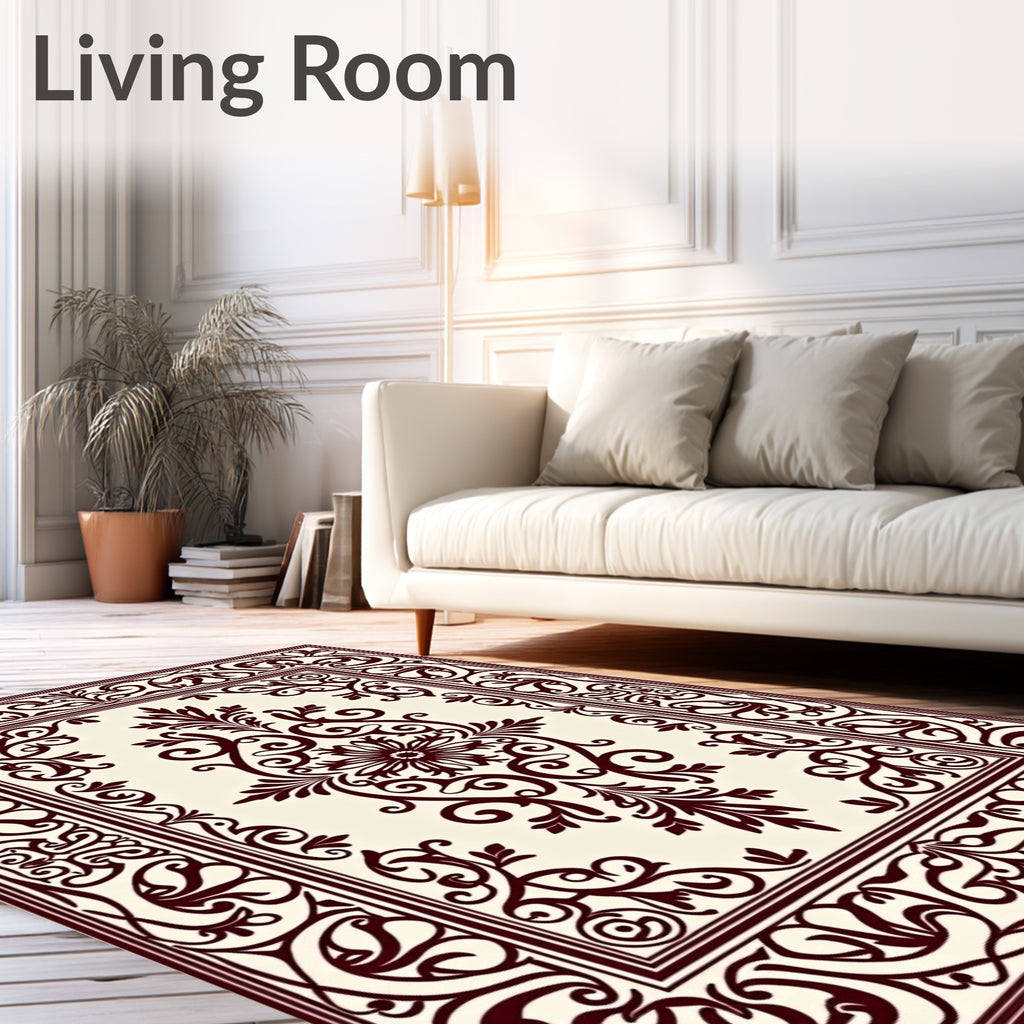 Classic Floral Scroll Frame Design Rug