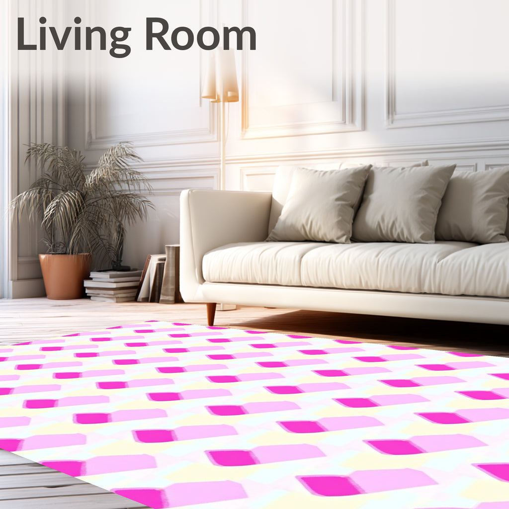 Pink And Yellow Geometric Pattern Rug