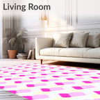 Pink And Yellow Geometric Pattern Rug