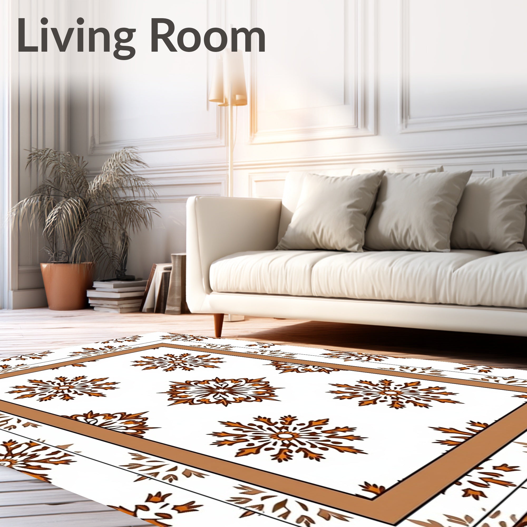 Rustic Floral Medallion Bordered Rug