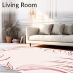 Crimson Outline Floral Swirl Pattern Rug