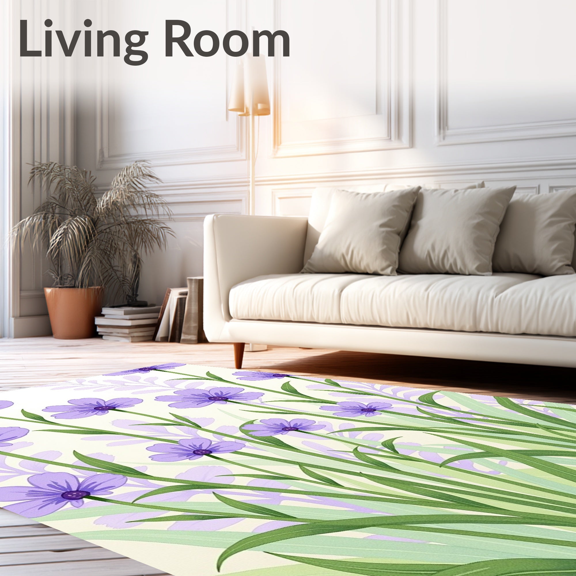 Purple Floral Meadow Design Rug