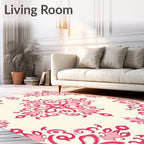 Ornate Pink Swirls Floral Pattern Rug