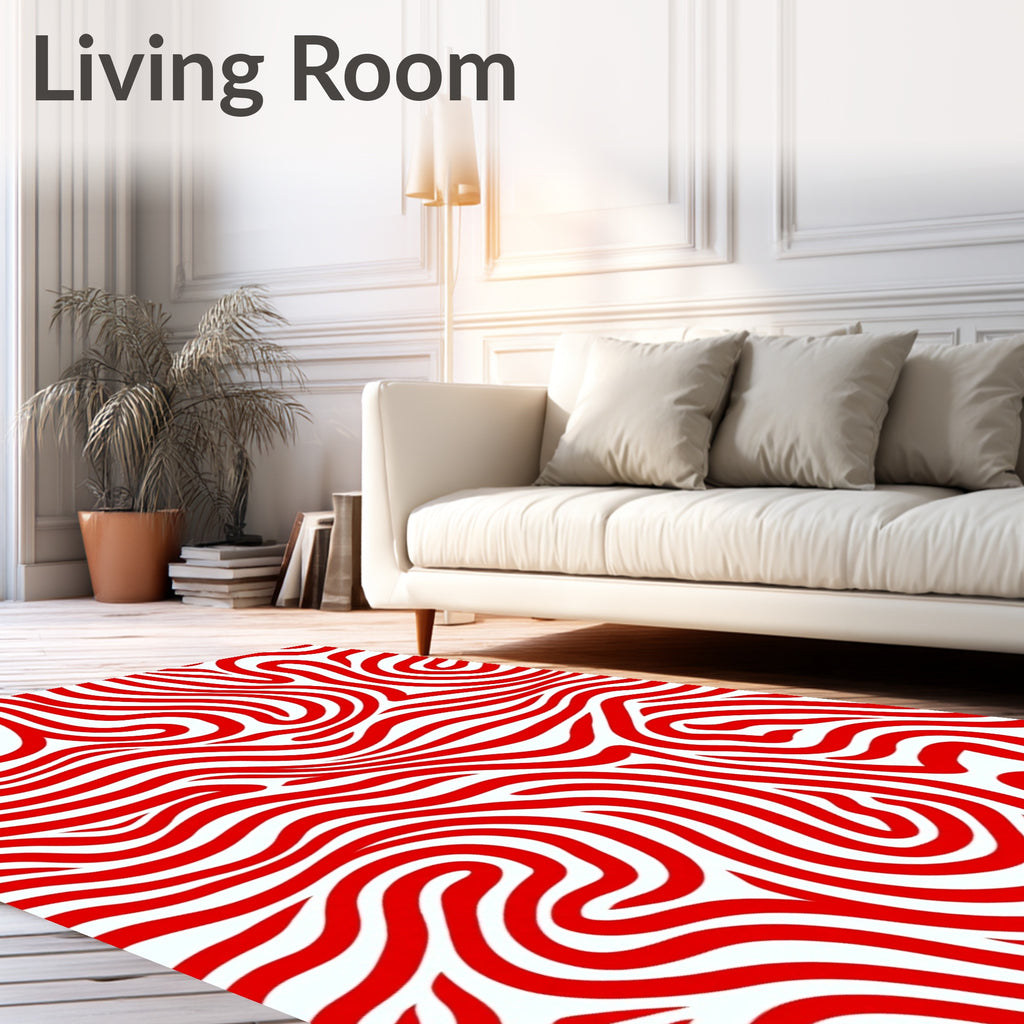 Crimson Red Abstract Swirl Rug