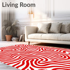 Crimson Red Abstract Swirl Rug